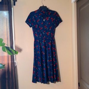Vintage Navy Blue with Cherry 🍒 print Dress